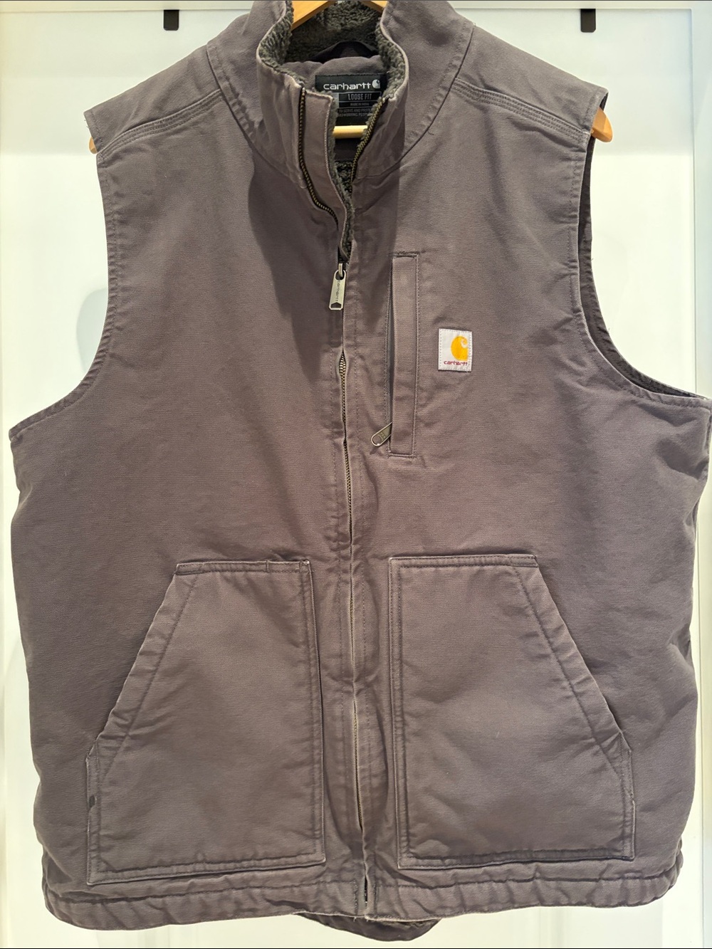 Carhartt Gray Insulated Utility Vest with Logo Patch